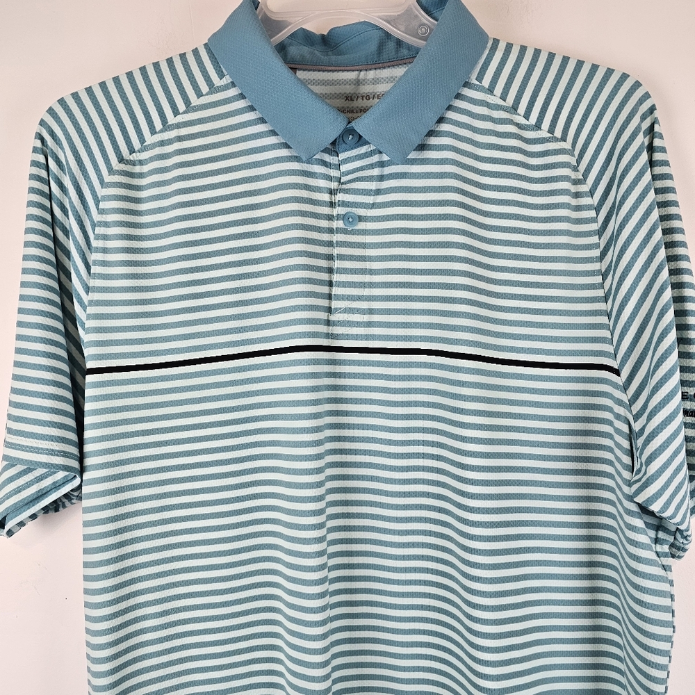 Under Armour UA Iso-Chill Heatgear Polo Shirt Mens XL Blue Ice Stripe Golf